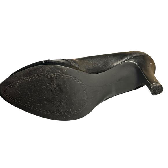 Tahari Grace Shoes Healed Leather Black Pointed Toe Victorian Lace Up SZ 7.5 - Picture 6 of 9